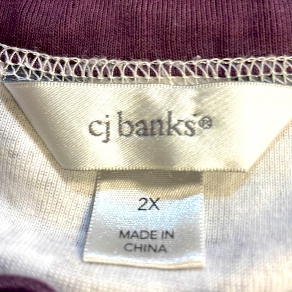CJ Banks 2X - light weight zipper front long sleeve top, Patterned in mauves - Picture 2 of 7